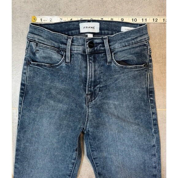 Frame Le High Skinny Jean Medium Wash Raw Hem Size 24 - Picture 7 of 14